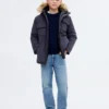 Anorak avec capuche effet peau lainée Anorak avec capuche effet peau lainée