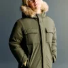 Anorak avec capuche effet peau lainée