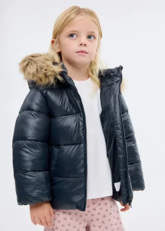 Anorak avec capuche effet peau lainée