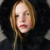 Anorak avec capuche effet peau lainée