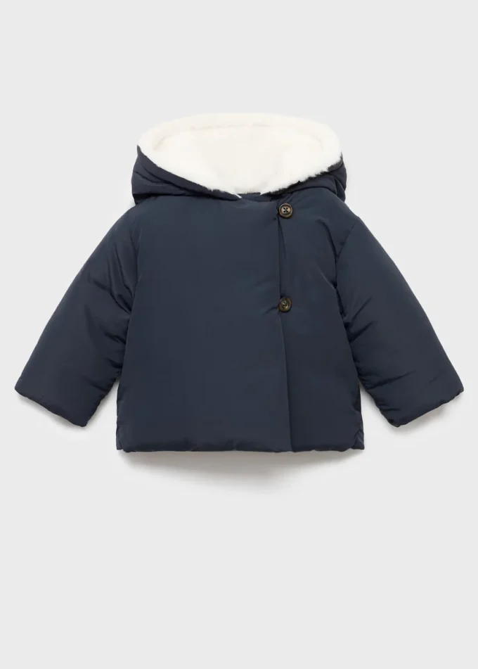 Anorak avec capuche effet peau lainée