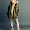 Anorak avec capuche effet peau lainée