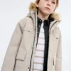 Anorak avec capuche effet peau lainée