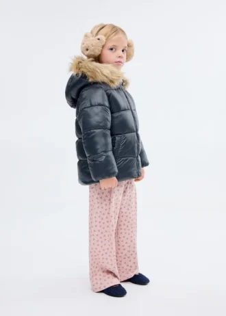 Anorak avec capuche effet peau lainée