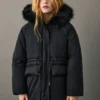 Anorak avec capuche effet peau lainée