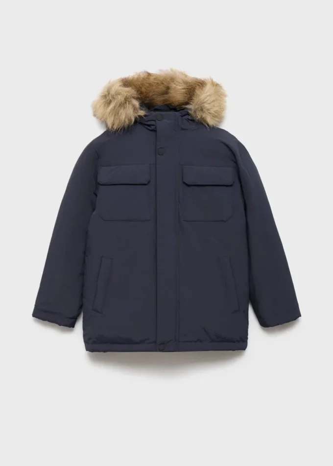 Anorak avec capuche effet peau lainée Anorak avec capuche effet peau lainée