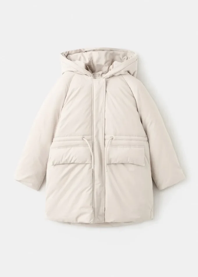 Anorak avec capuche effet peau lainée