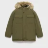 Anorak avec capuche effet peau lainée