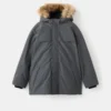 Anorak avec capuche effet peau lainée