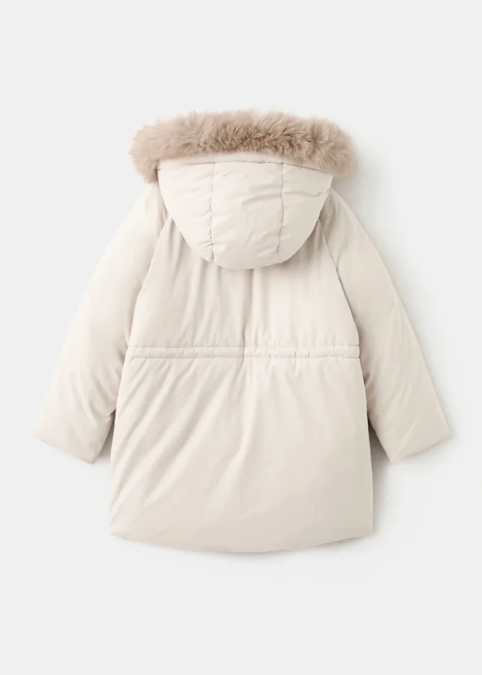 Anorak avec capuche effet peau lainée