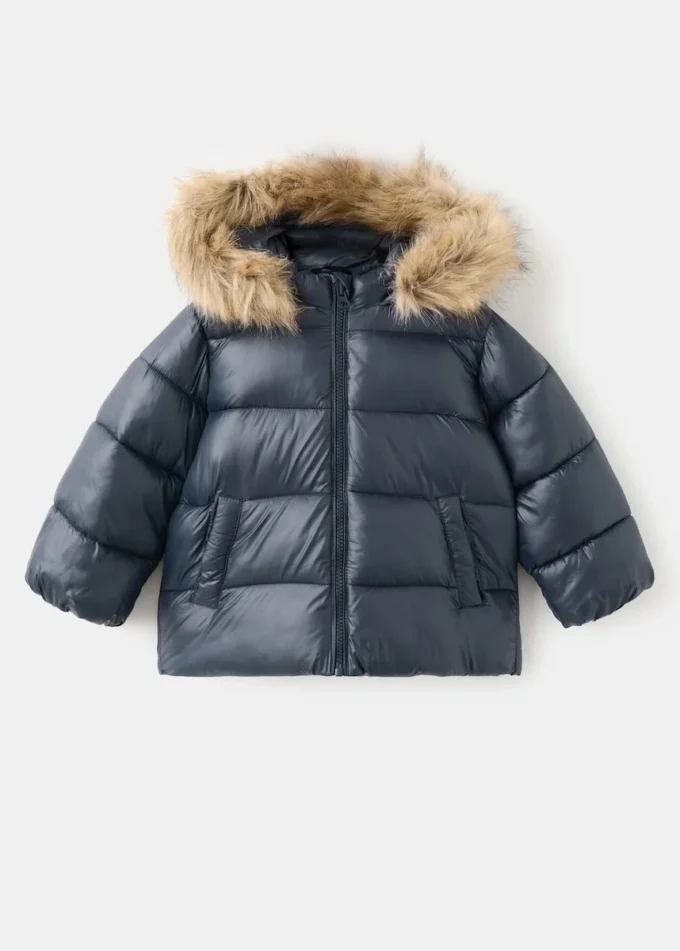 Anorak avec capuche effet peau lainée