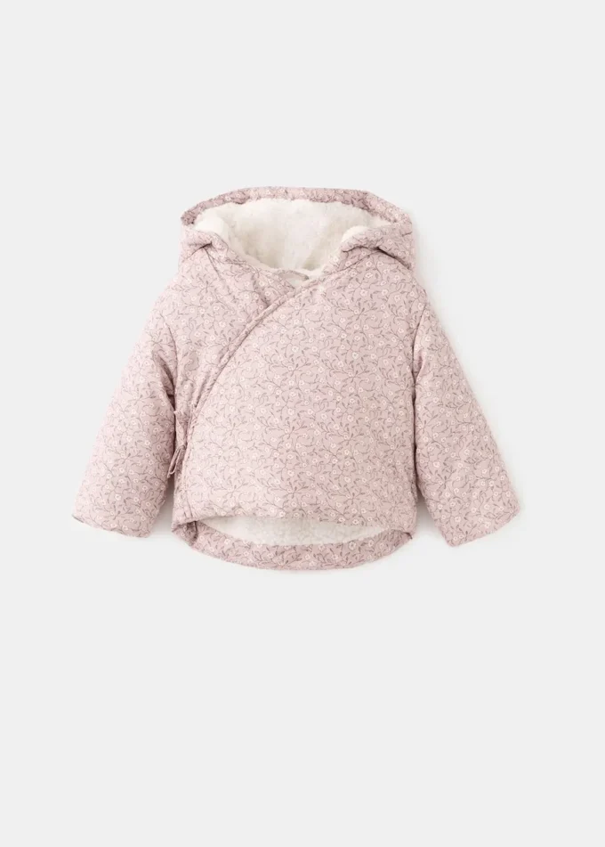 Anorak à doublure en peau lainée à motif floral