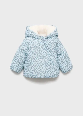 Anorak à imprimé floral effet fourrure