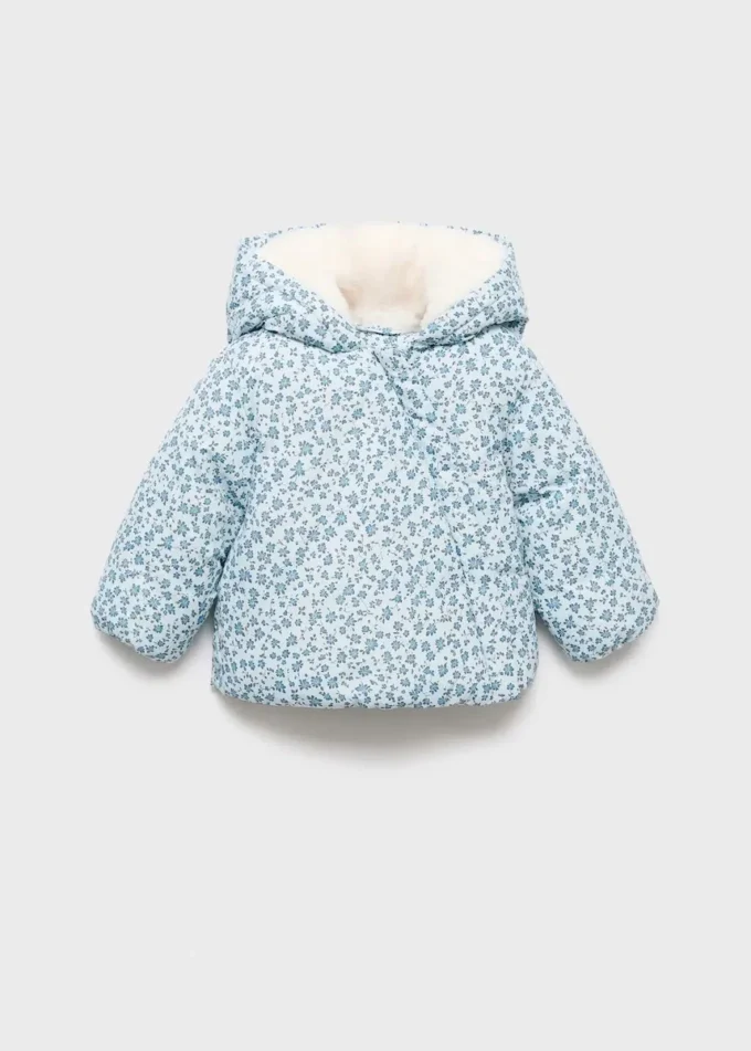 Anorak à imprimé floral effet fourrure