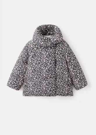 Anorak à imprimé floral effet fourrure