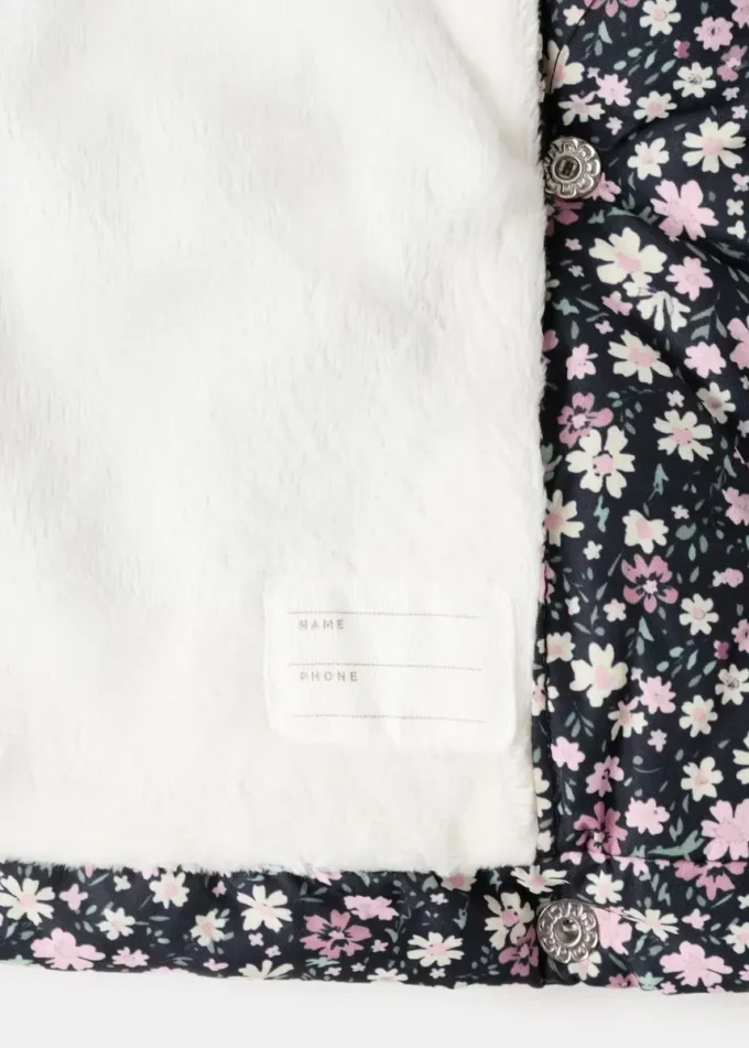 Anorak à imprimé floral effet fourrure