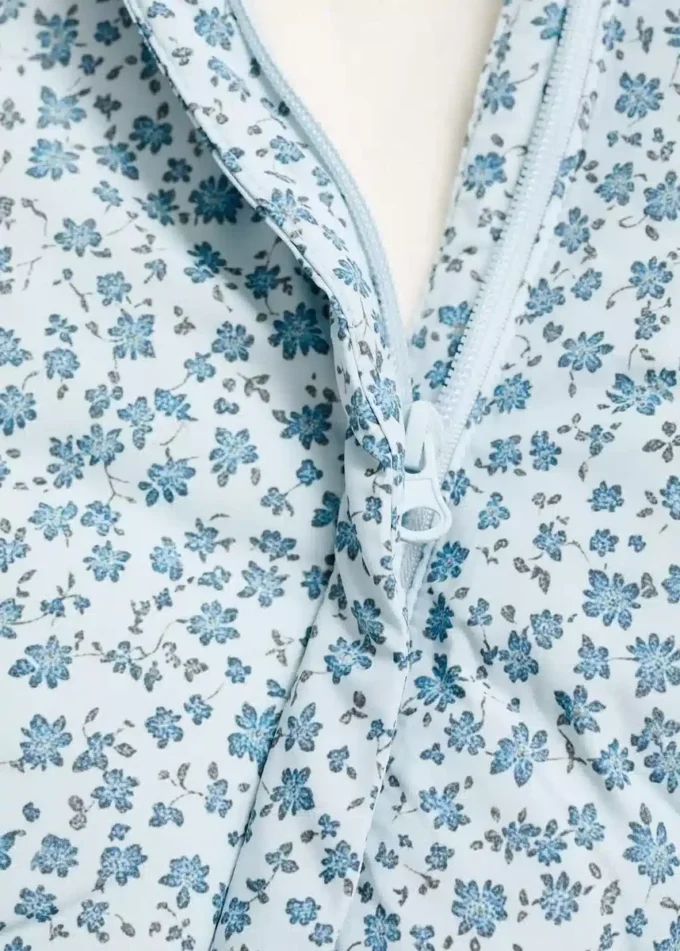 Anorak à imprimé floral effet fourrure