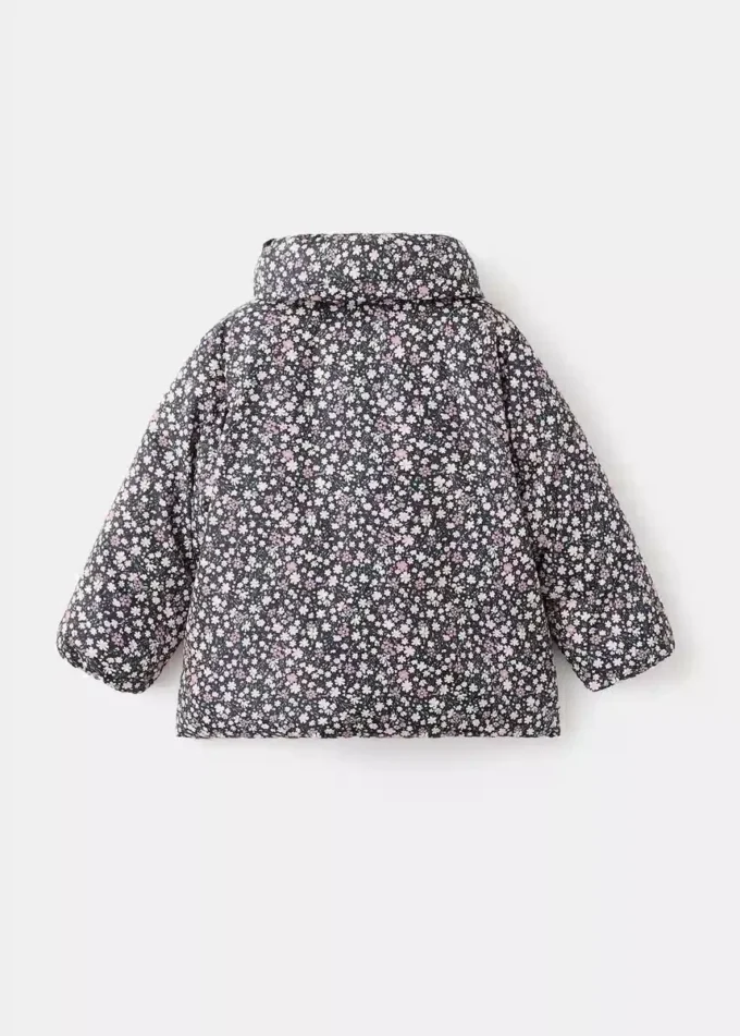 Anorak à imprimé floral effet fourrure