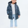 Anorak long matelassé à fleurs