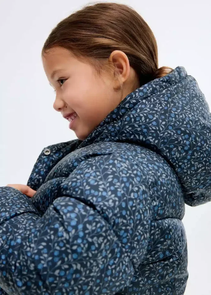 Anorak long matelassé à fleurs
