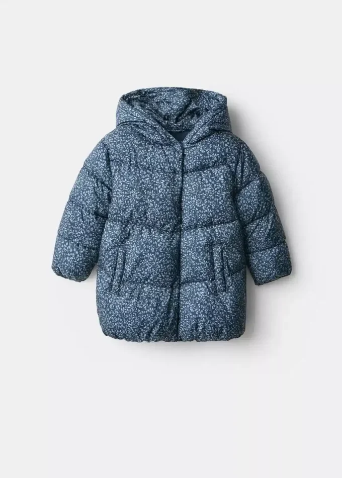 Anorak long matelassé à fleurs