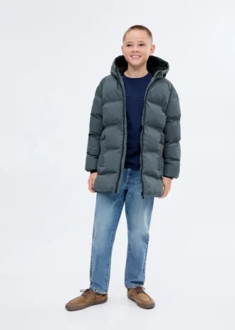 Anorak long rembourré avec capuche