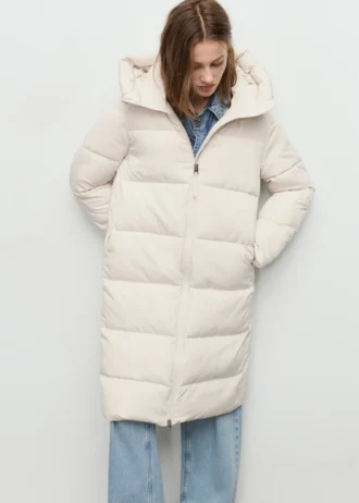 Anorak long rembourré avec capuche
