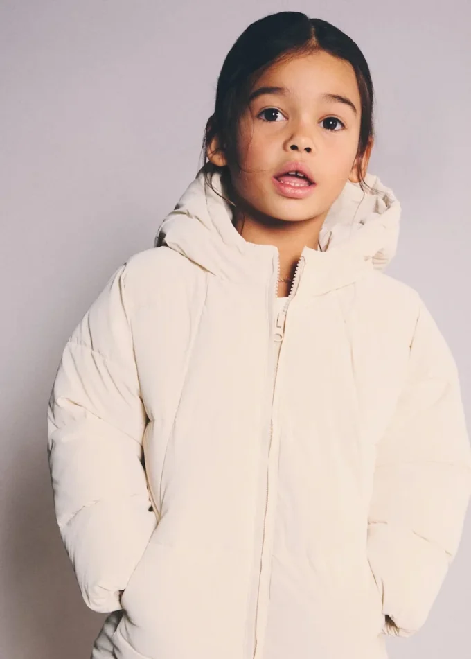 Anorak long rembourré avec capuche