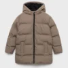 Anorak long rembourré avec capuche