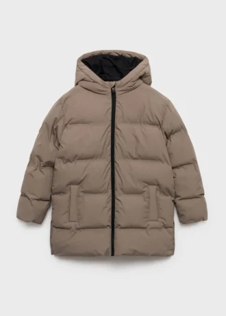 Anorak long rembourré avec capuche