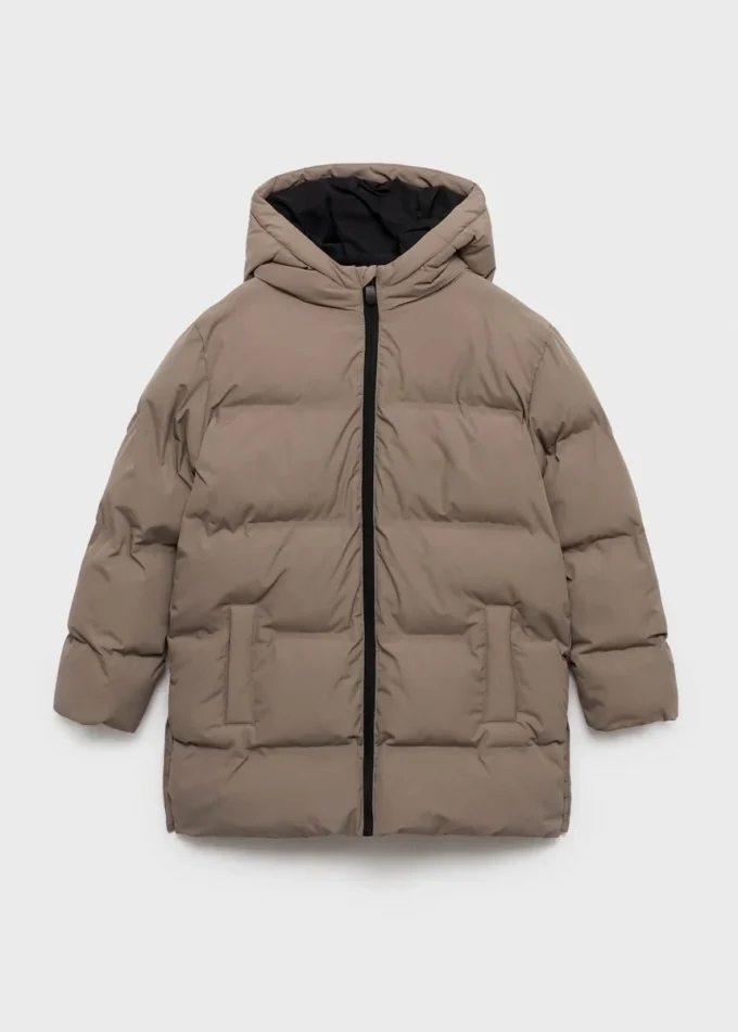 Anorak long rembourré avec capuche