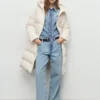 Anorak long rembourré avec capuche