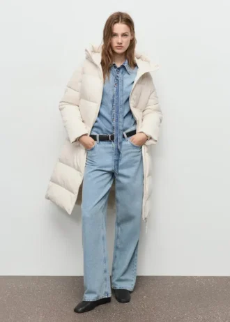 Anorak long rembourré avec capuche