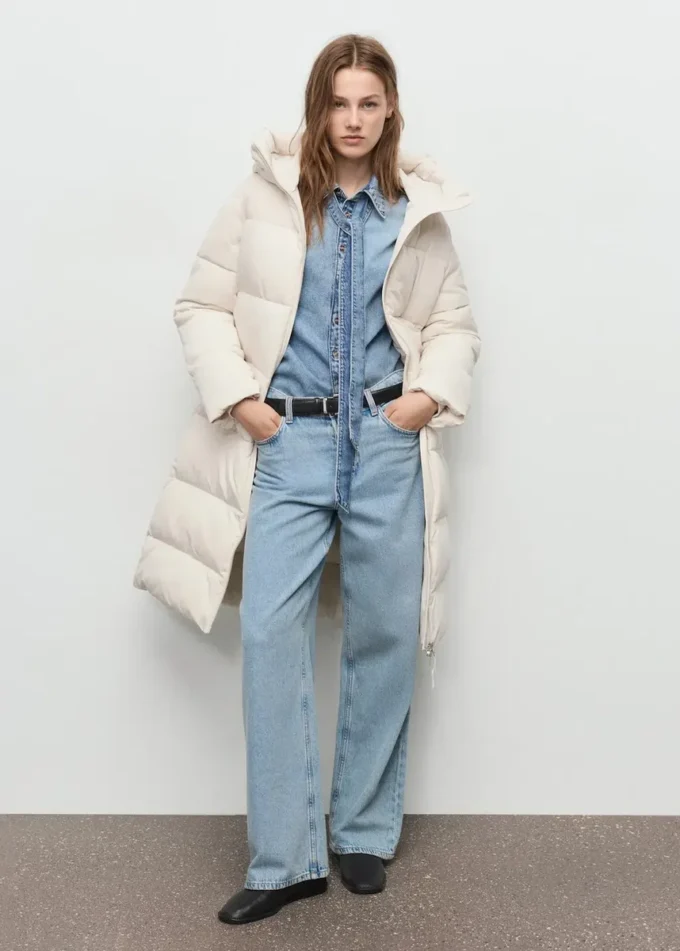 Anorak long rembourré avec capuche