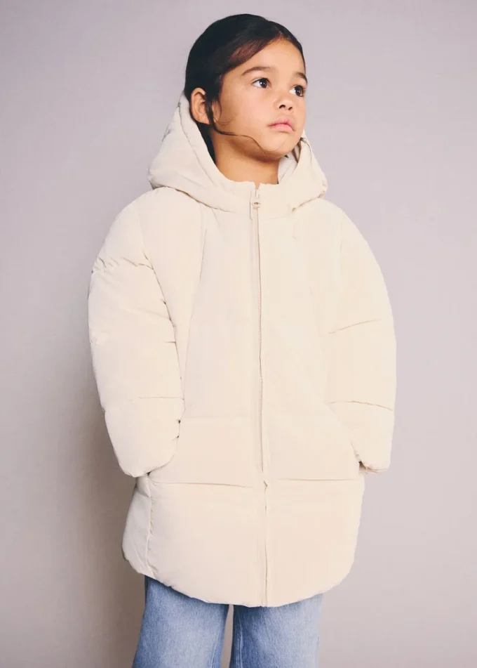 Anorak long rembourré avec capuche