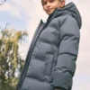 Anorak long rembourré avec capuche