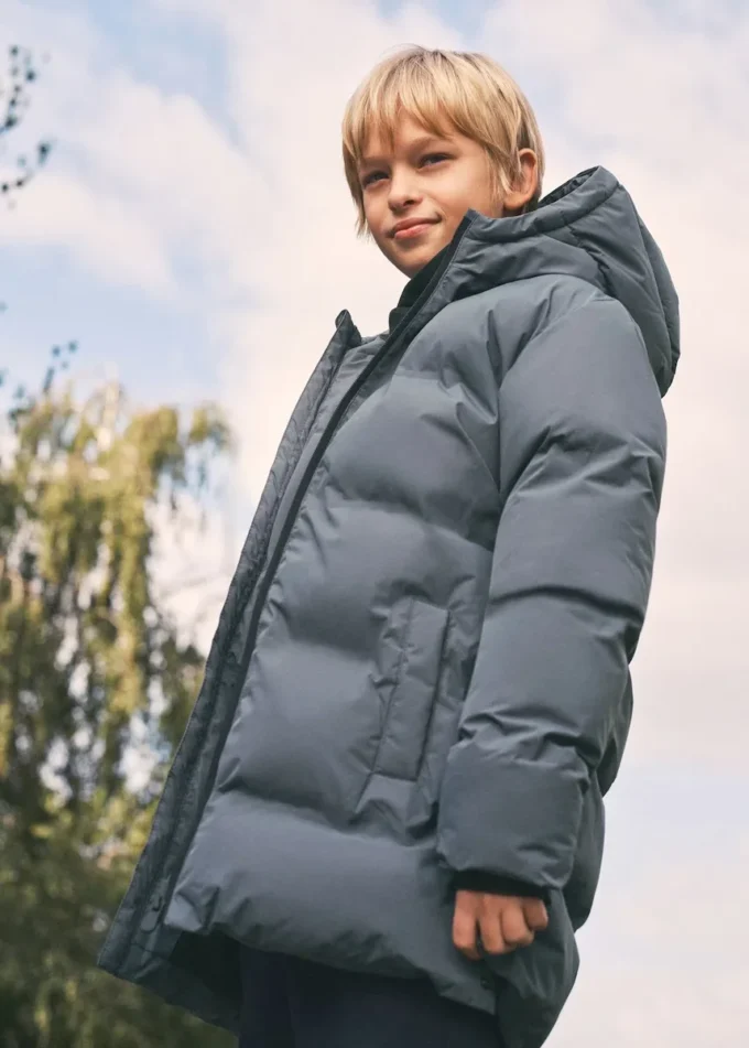 Anorak long rembourré avec capuche