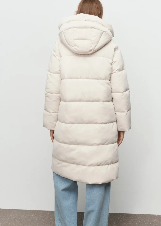 Anorak long rembourré avec capuche