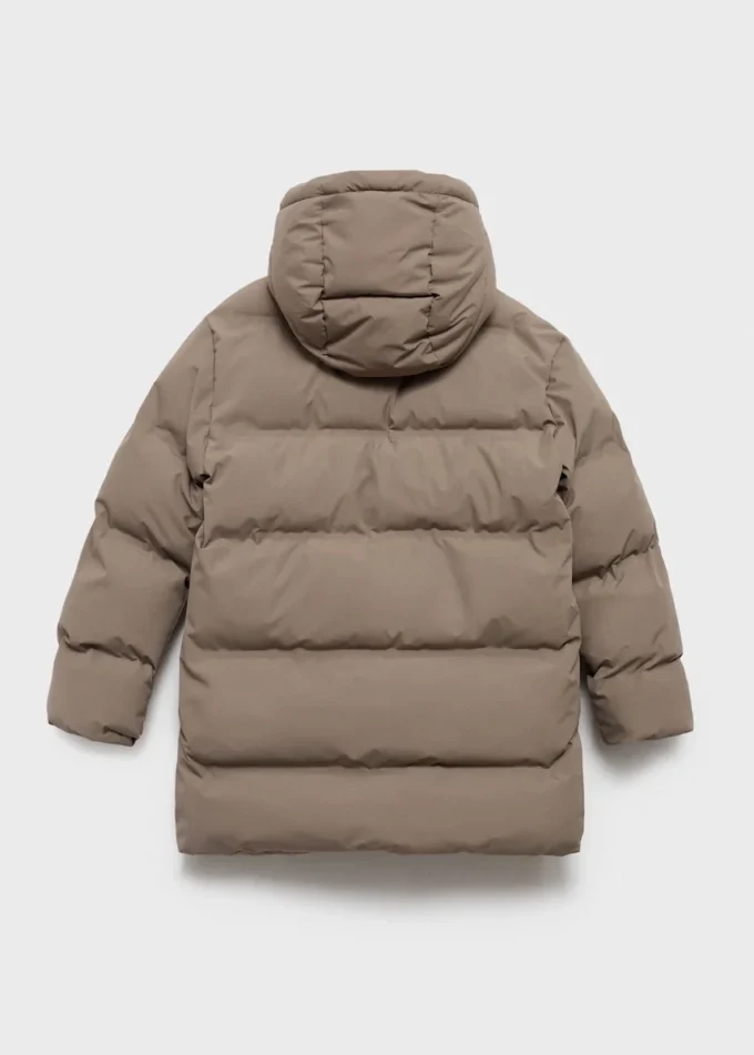 Anorak long rembourré avec capuche