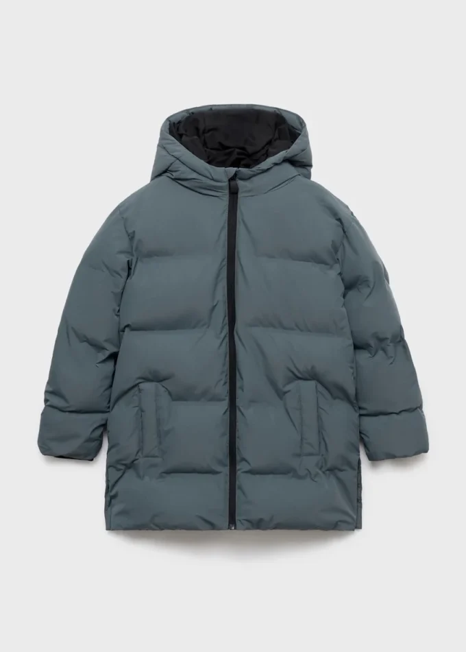 Anorak long rembourré avec capuche