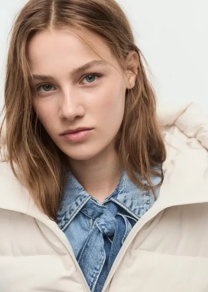 Anorak long rembourré avec capuche