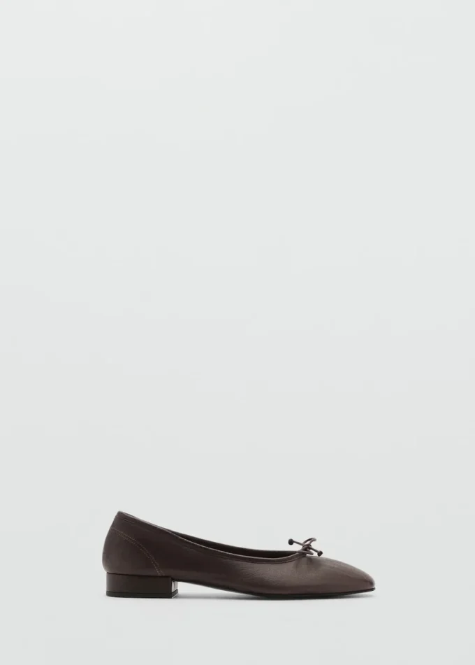 Ballerines en cuir avec nœud