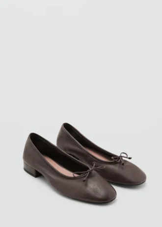 Ballerines en cuir avec nœud
