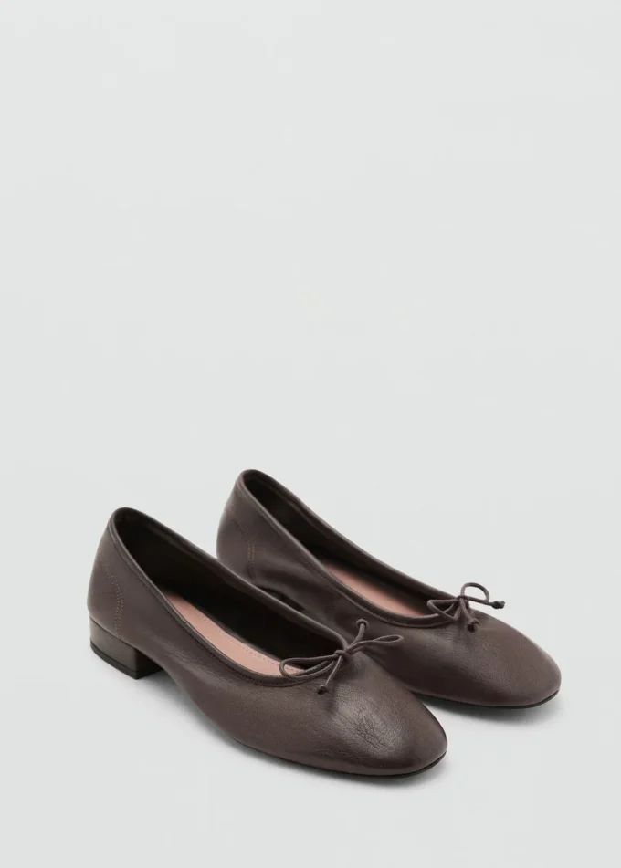 Ballerines en cuir avec nœud