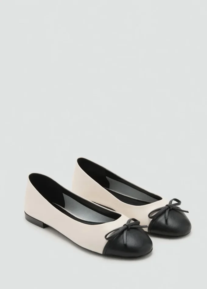 Ballerines en cuir avec nœud
