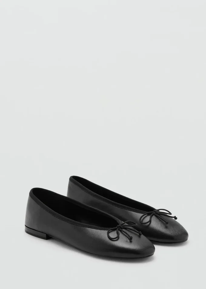 Ballerines en cuir avec nœud