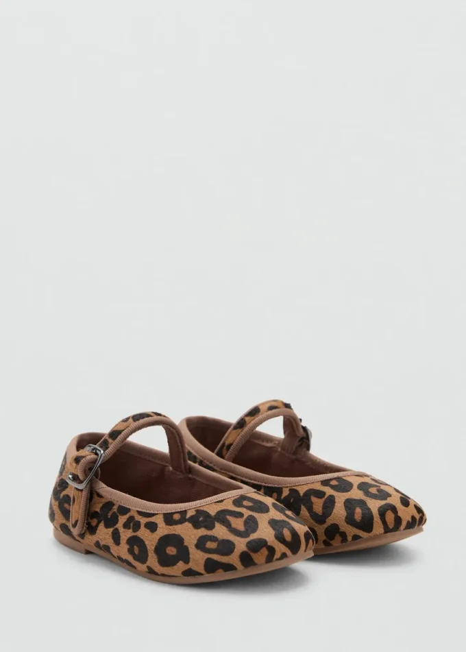 Ballerines en cuir imprimé léopard
