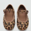 Ballerines en cuir imprimé léopard