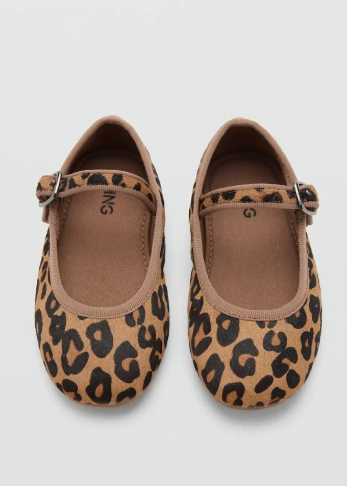 Ballerines en cuir imprimé léopard