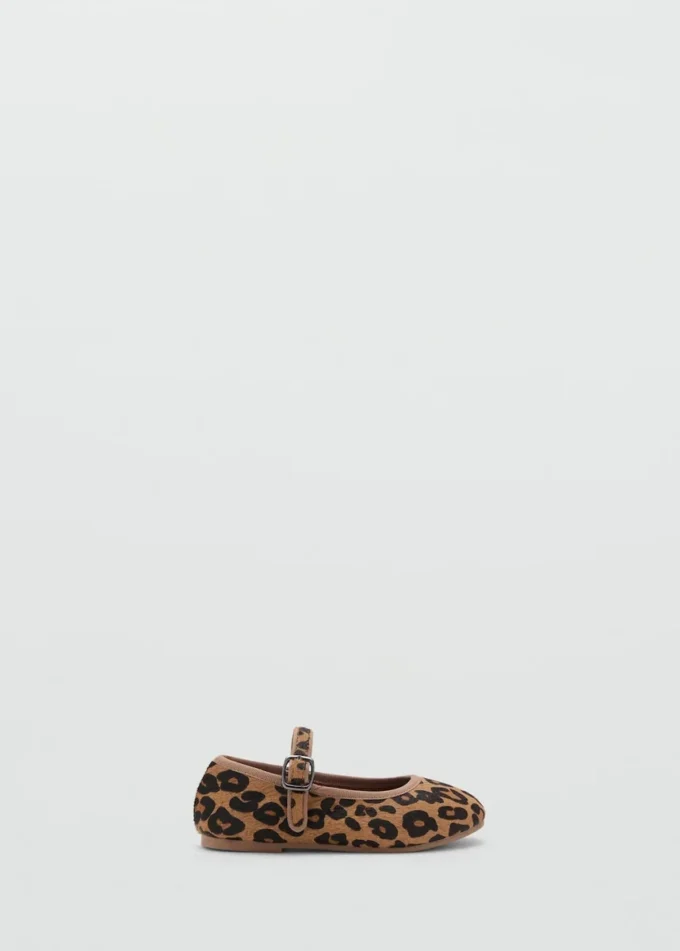Ballerines en cuir imprimé léopard